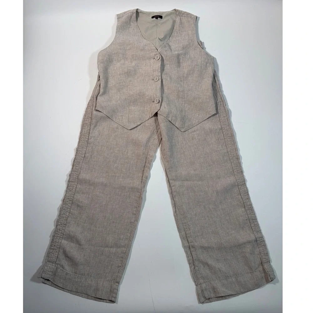 Quince Linen Vest and Pants Set Beige Medium Minimalist Old Money Quiet Luxury